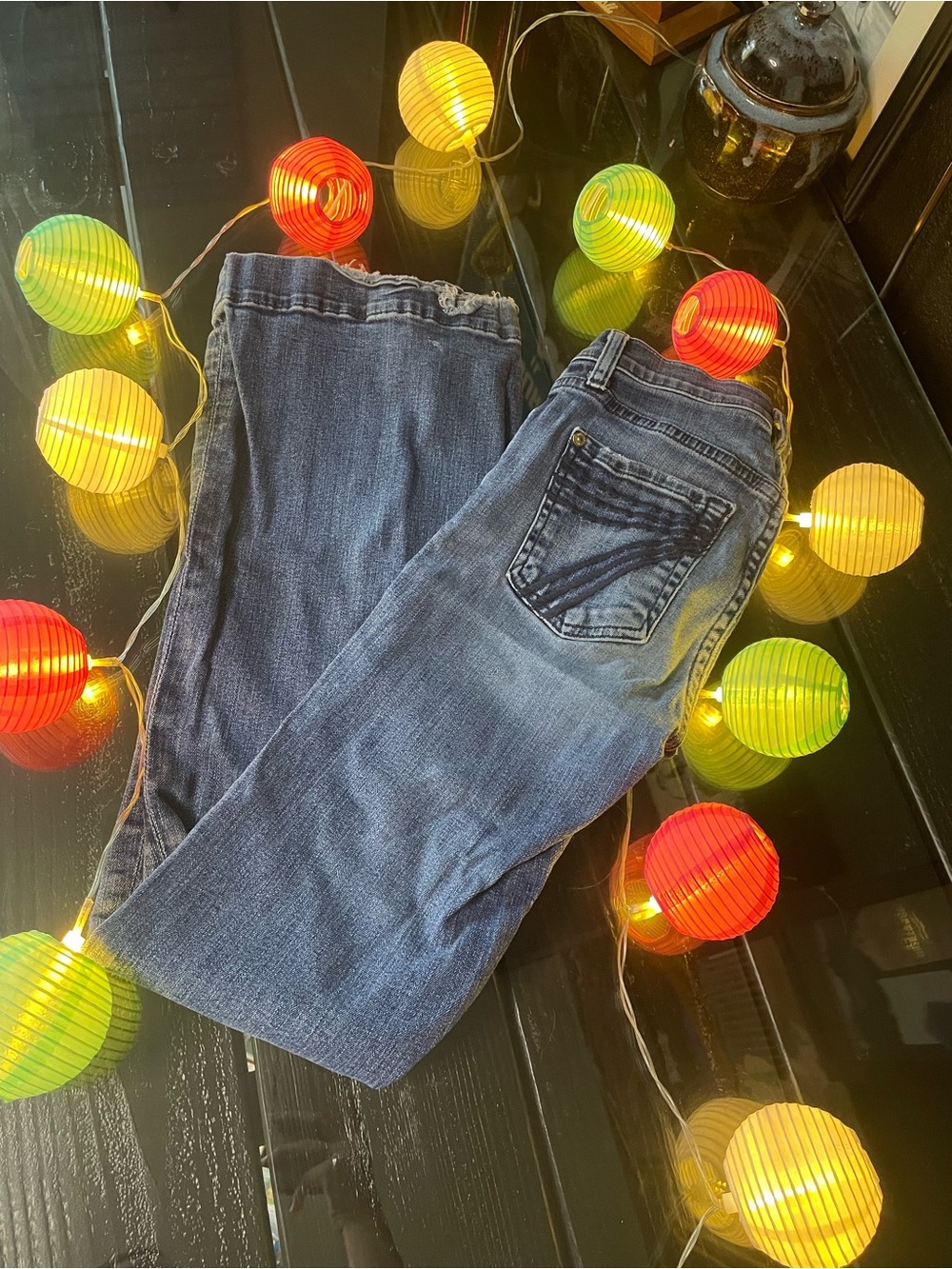 7 For All Mankind Faded Blue Straight-Leg Jeans